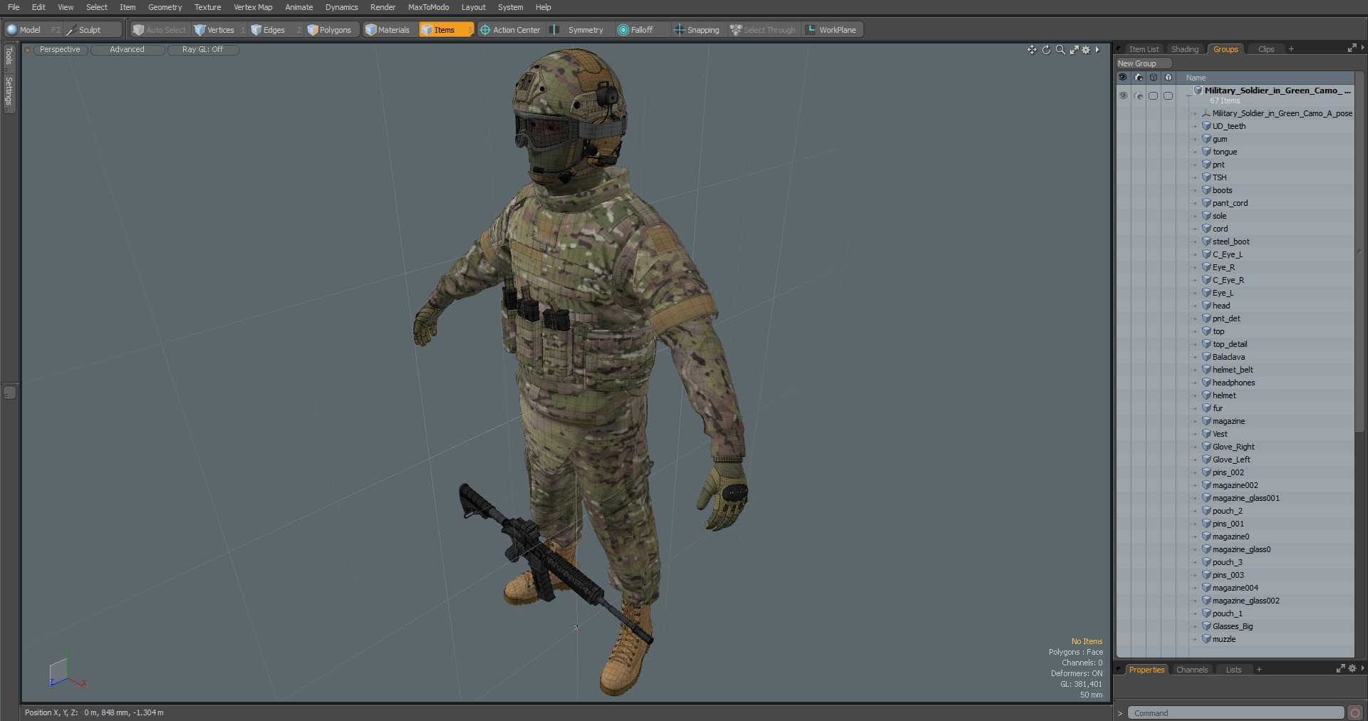 Military Soldier in Green Camo A-pose 3D