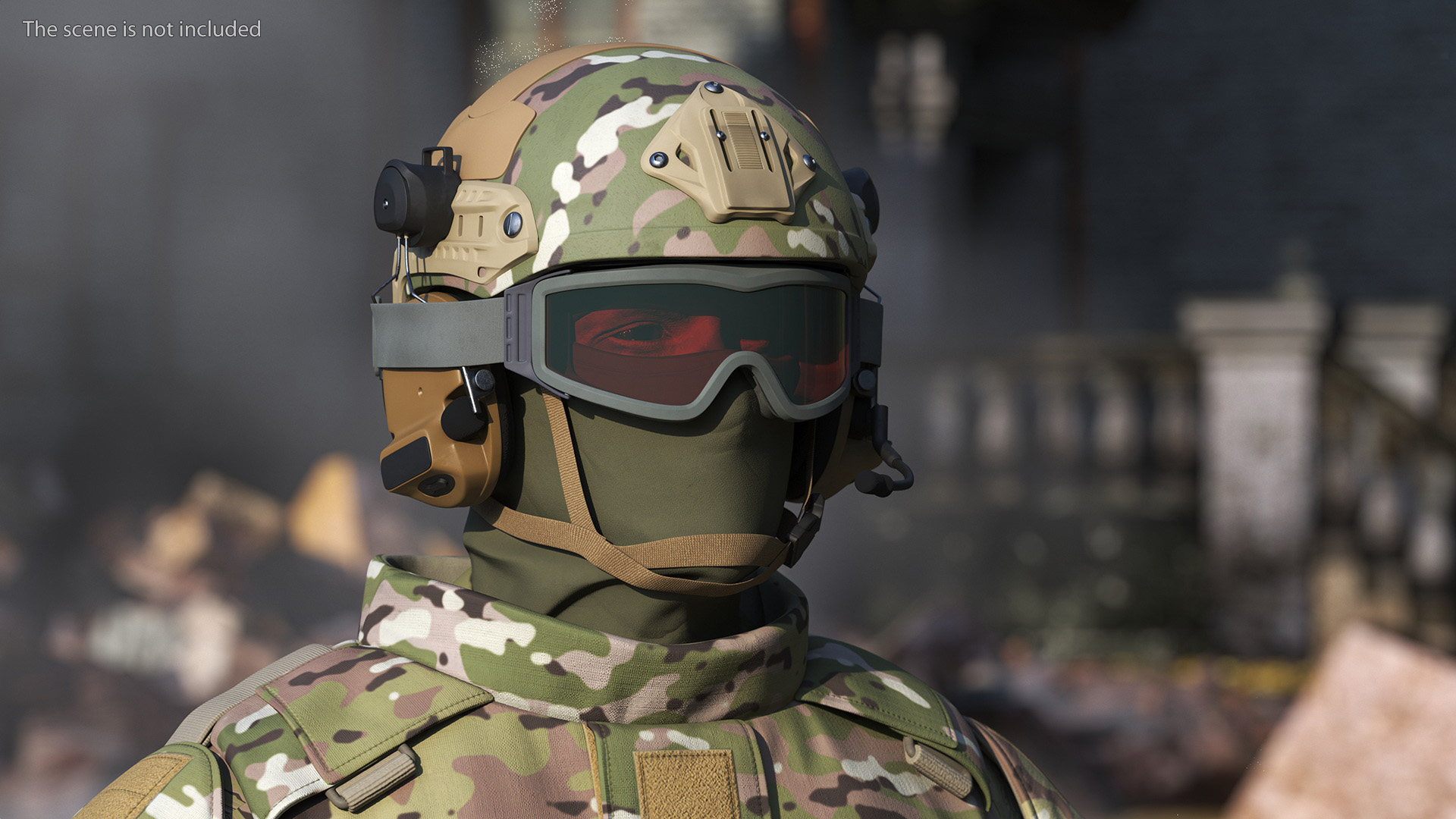 Military Soldier in Green Camo A-pose 3D