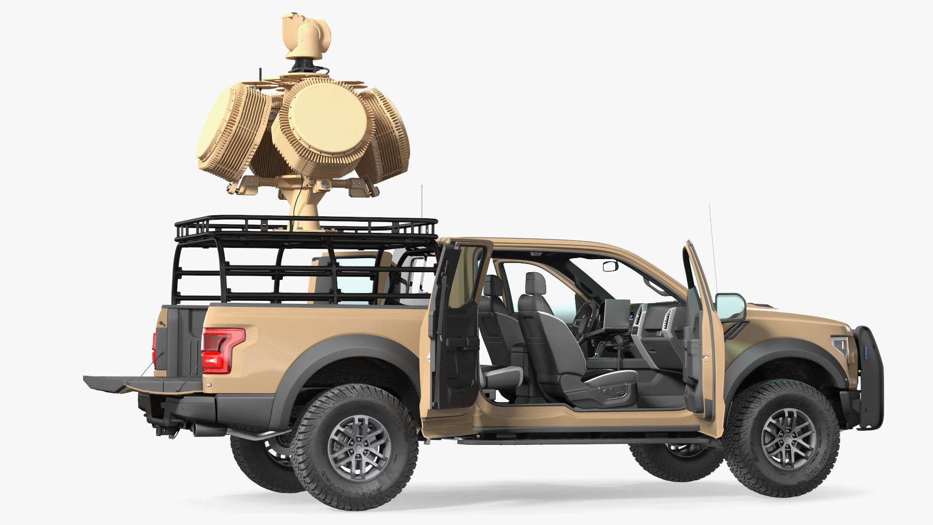Ford F150 Raptor with X-MADIS Anti Drone System Rigged 3D model