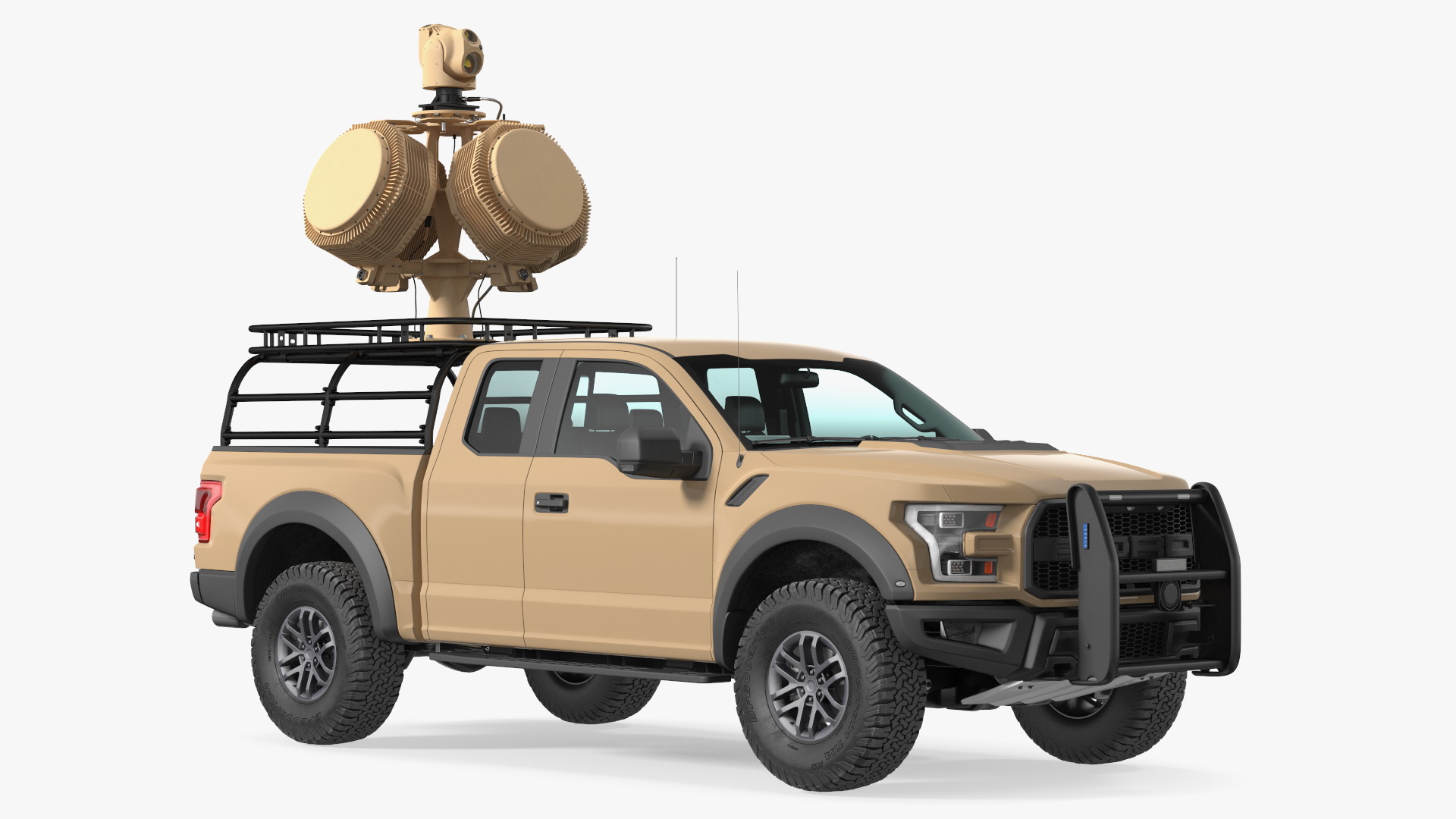 Ford F150 Raptor with X-MADIS Anti Drone System Rigged 3D model