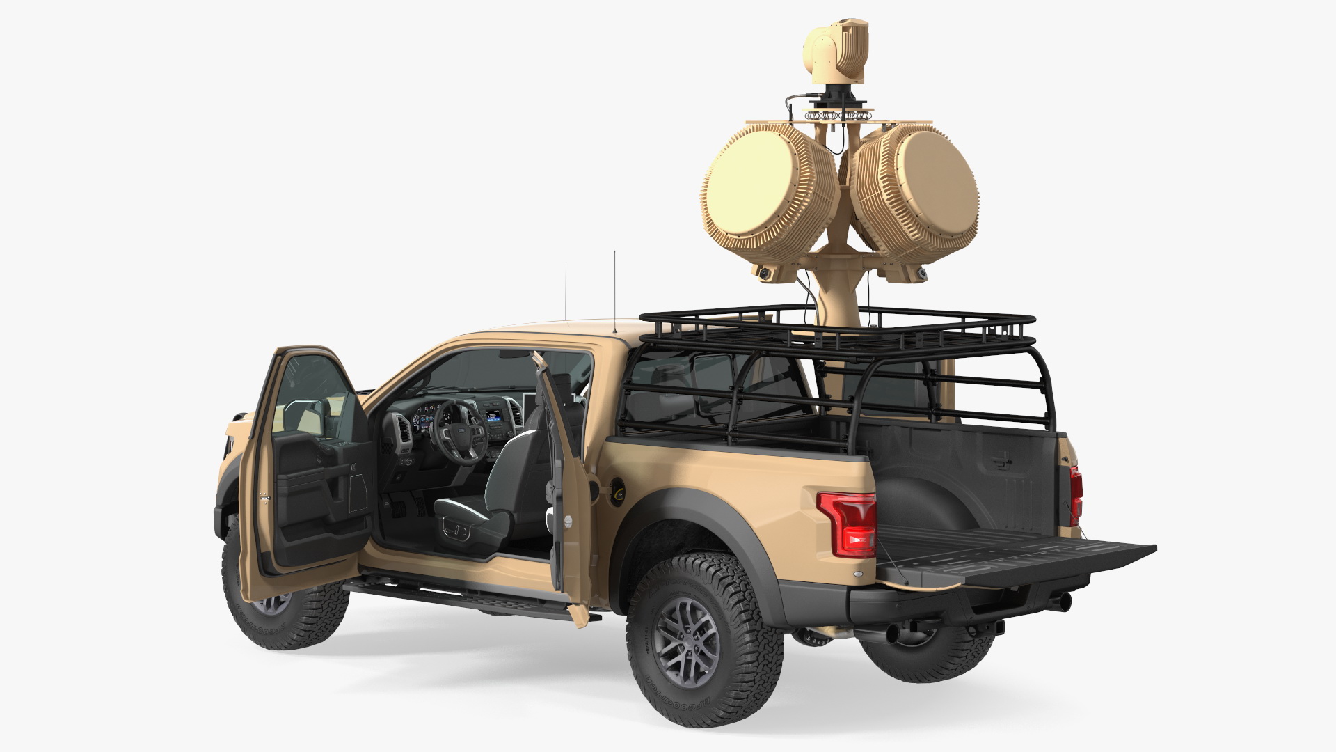 Ford F150 Raptor with X-MADIS Anti Drone System Rigged 3D model