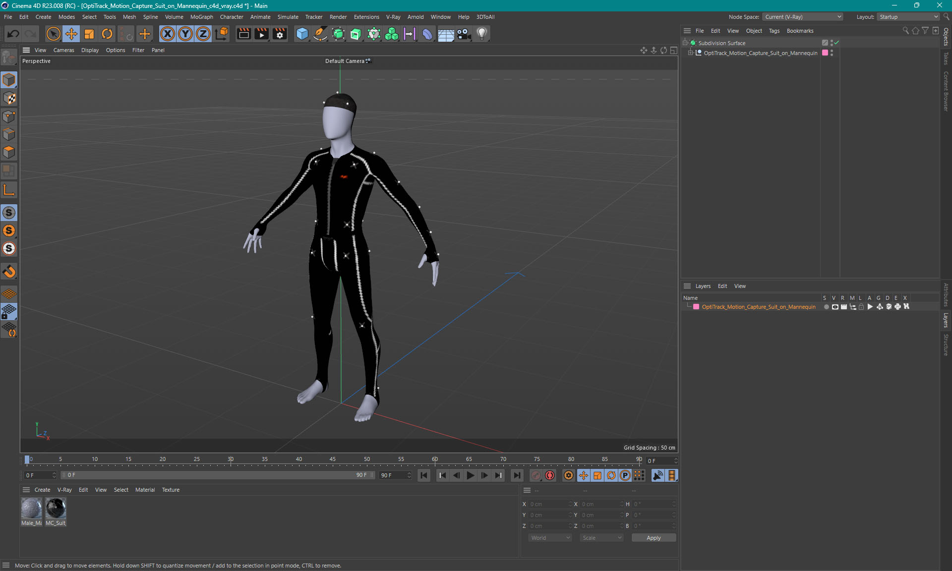OptiTrack Motion Capture Suit on Mannequin 3D