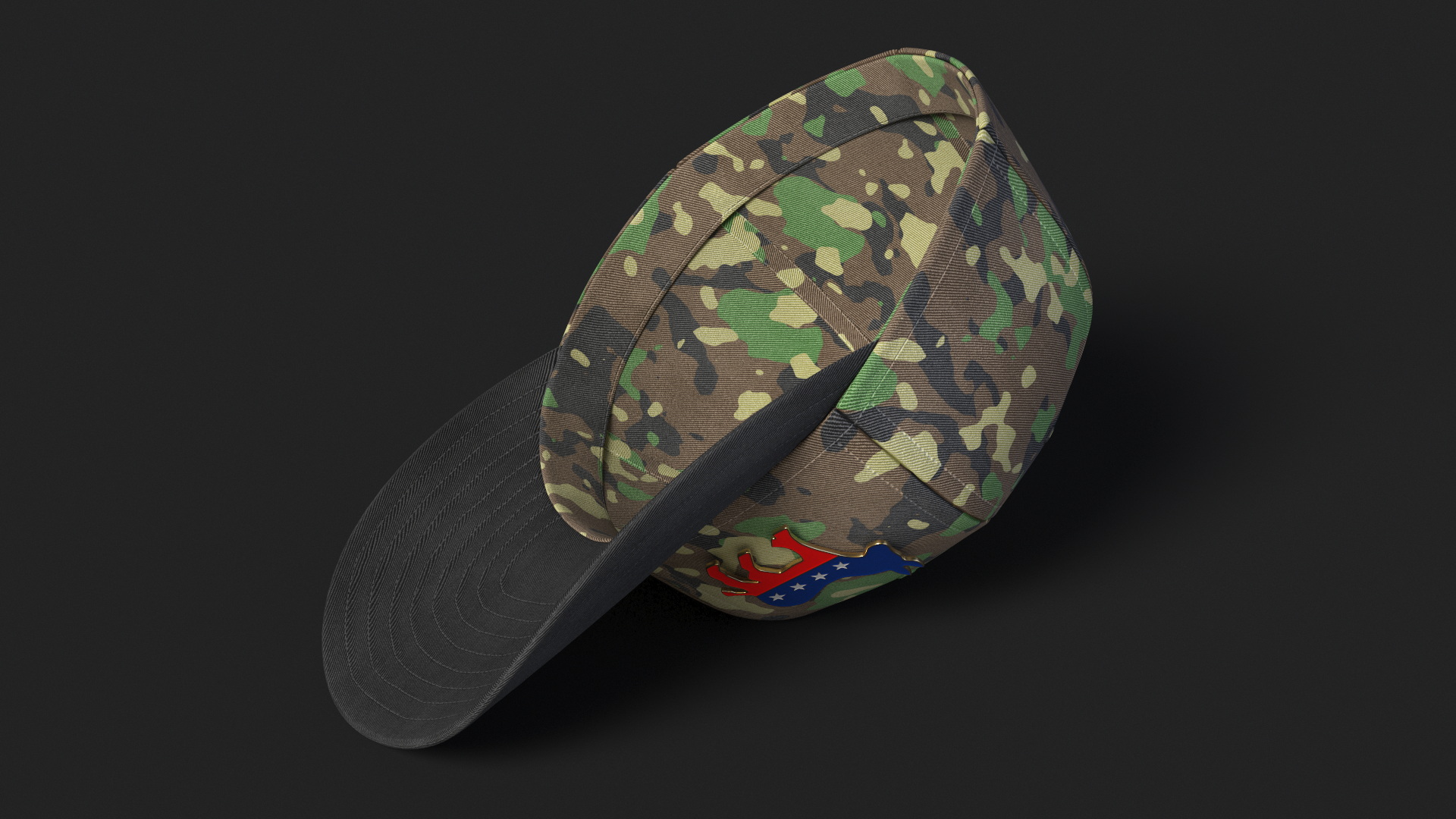 Camouflage Baseball Cap with Democratic Icon 3D model