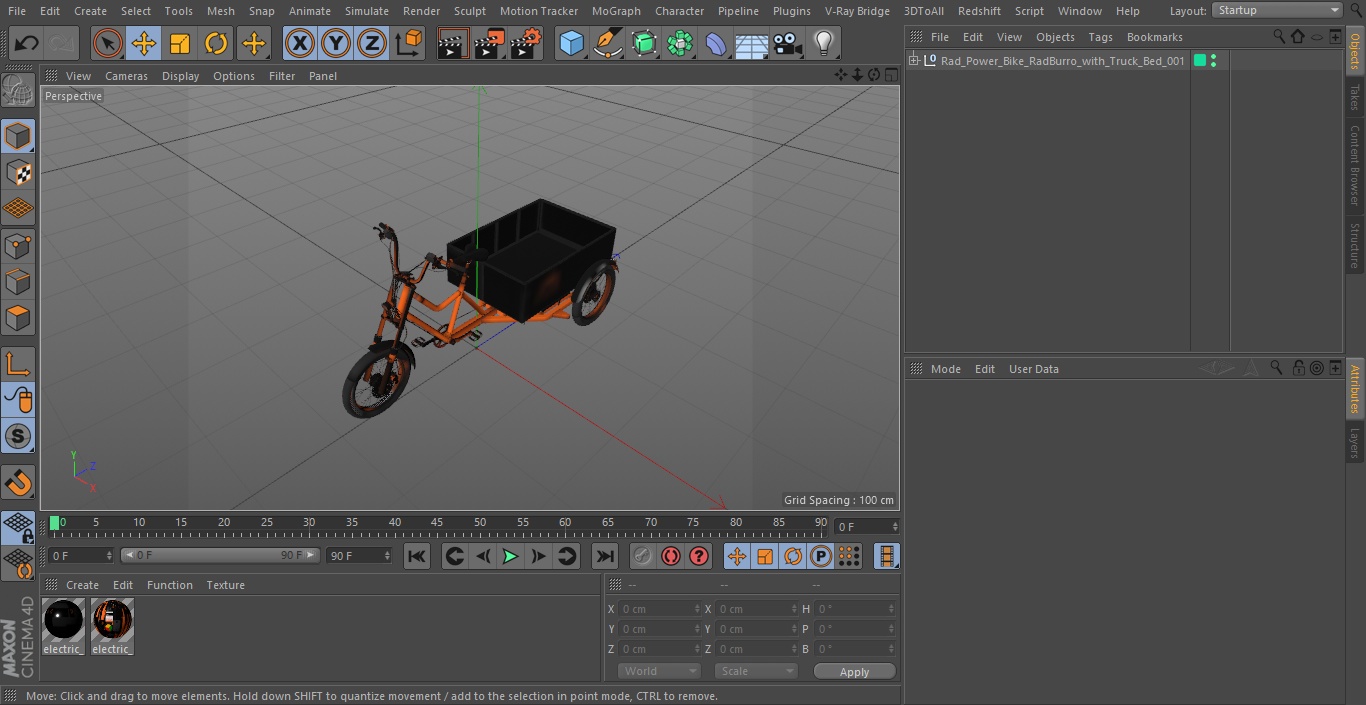 3D Rad Power Bike RadBurro with Truck Bed model