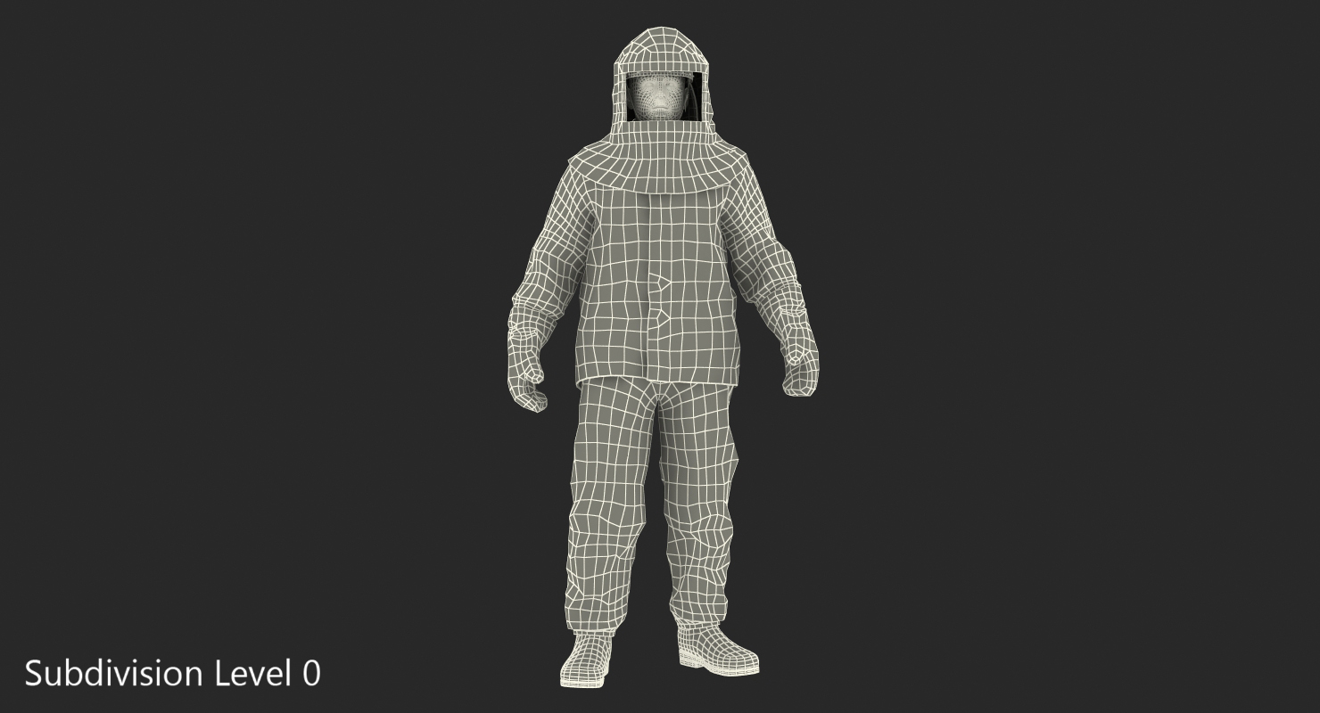 3D Firefighter Wearing Aluminium Fire Suit Standing Pose model