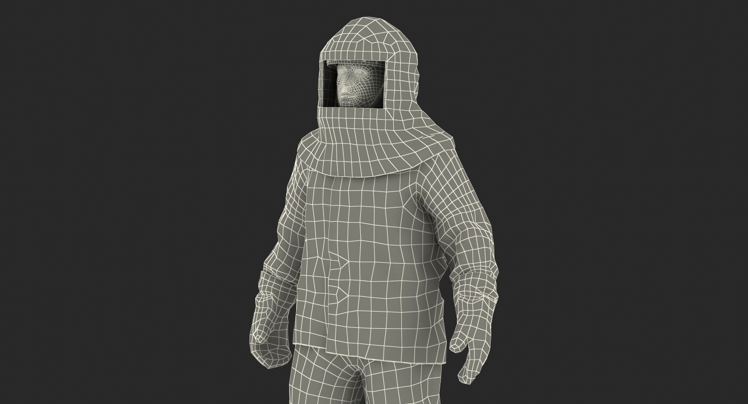 3D Firefighter Wearing Aluminium Fire Suit Standing Pose model
