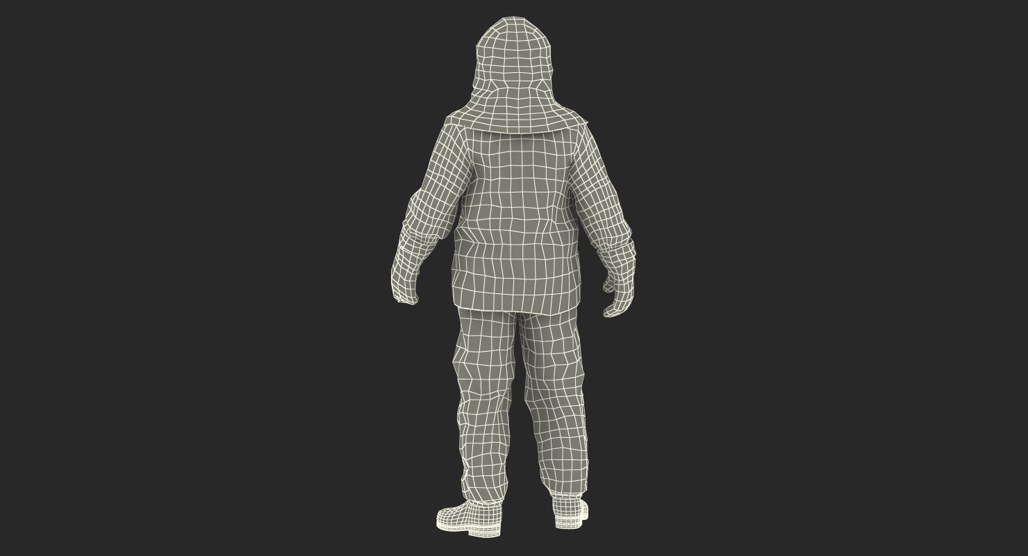 3D Firefighter Wearing Aluminium Fire Suit Standing Pose model