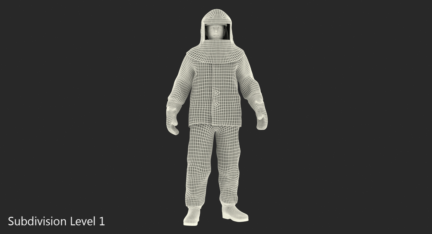 3D Firefighter Wearing Aluminium Fire Suit Standing Pose model