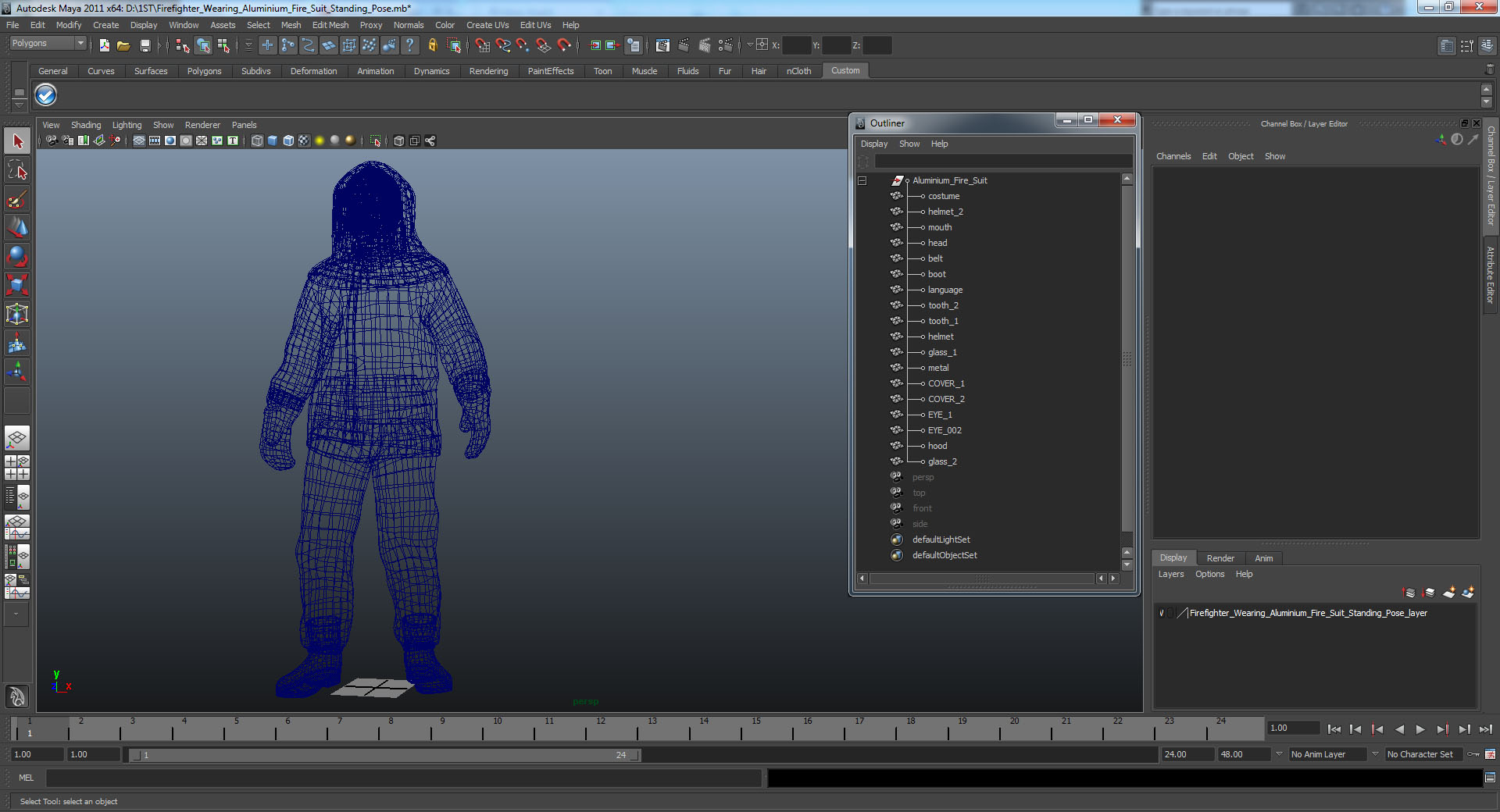 3D Firefighter Wearing Aluminium Fire Suit Standing Pose model