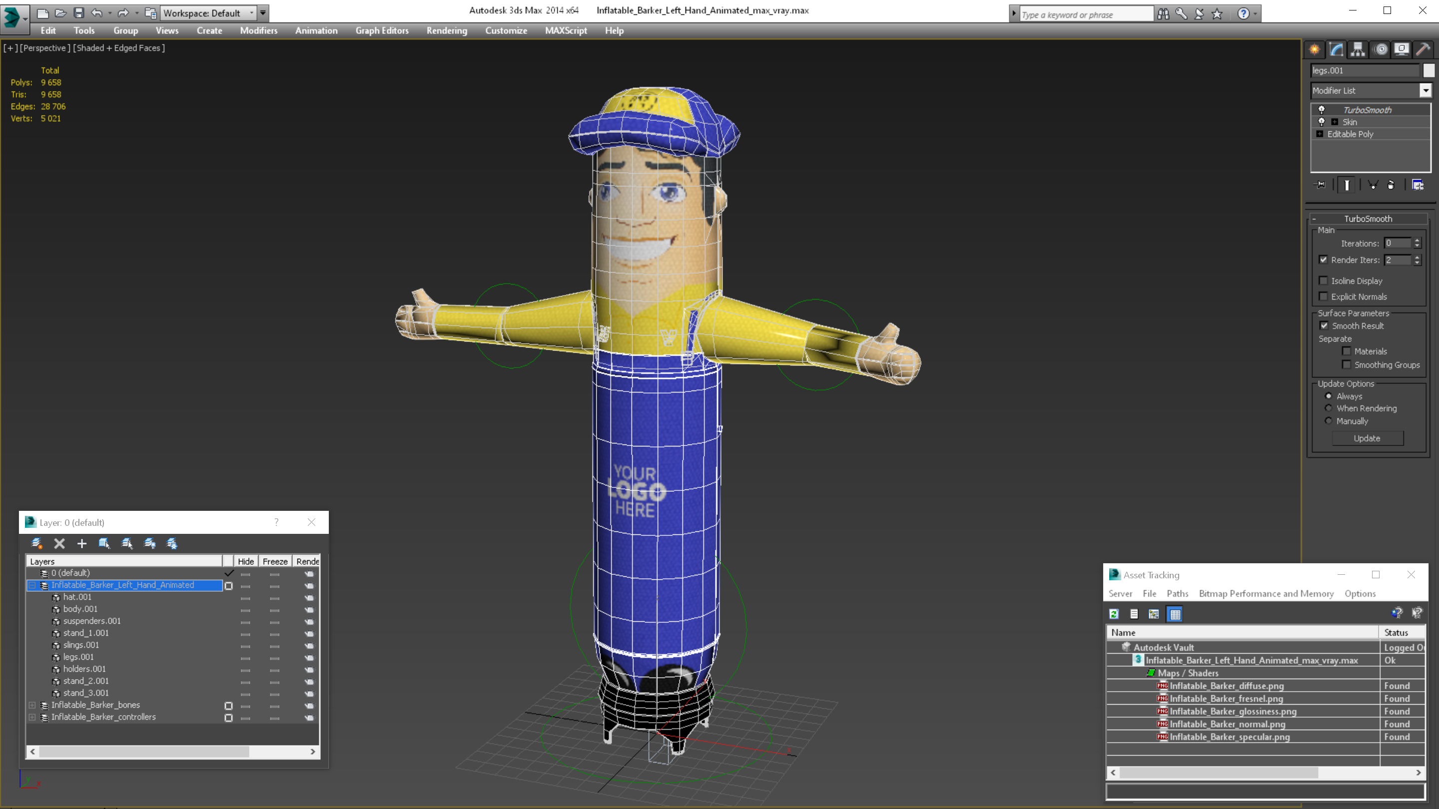 3D Inflatable Barker Left Hand Animated
