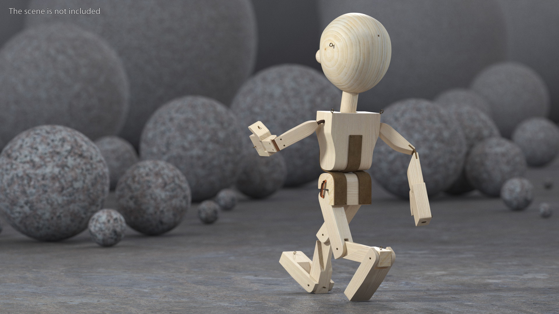 3D model Walk Raw Wooden Character