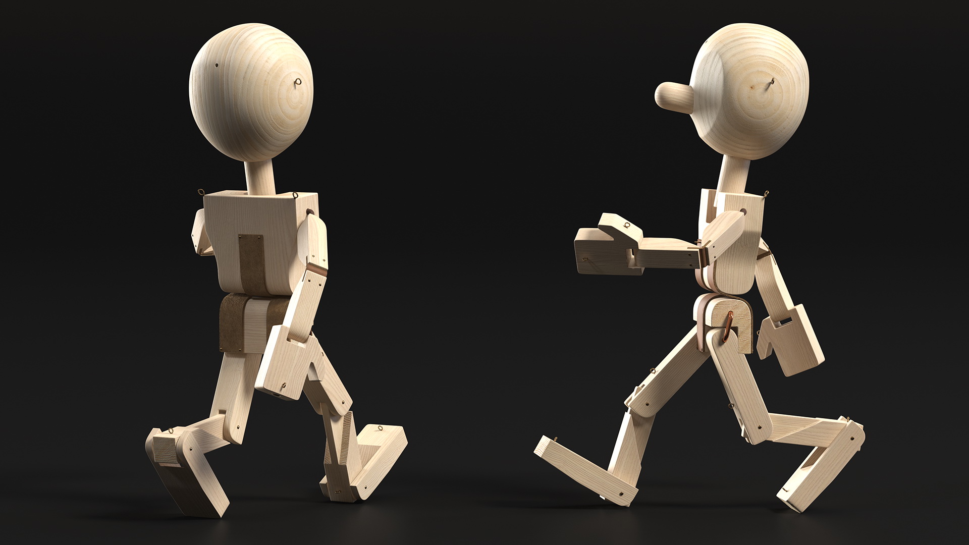 3D model Walk Raw Wooden Character