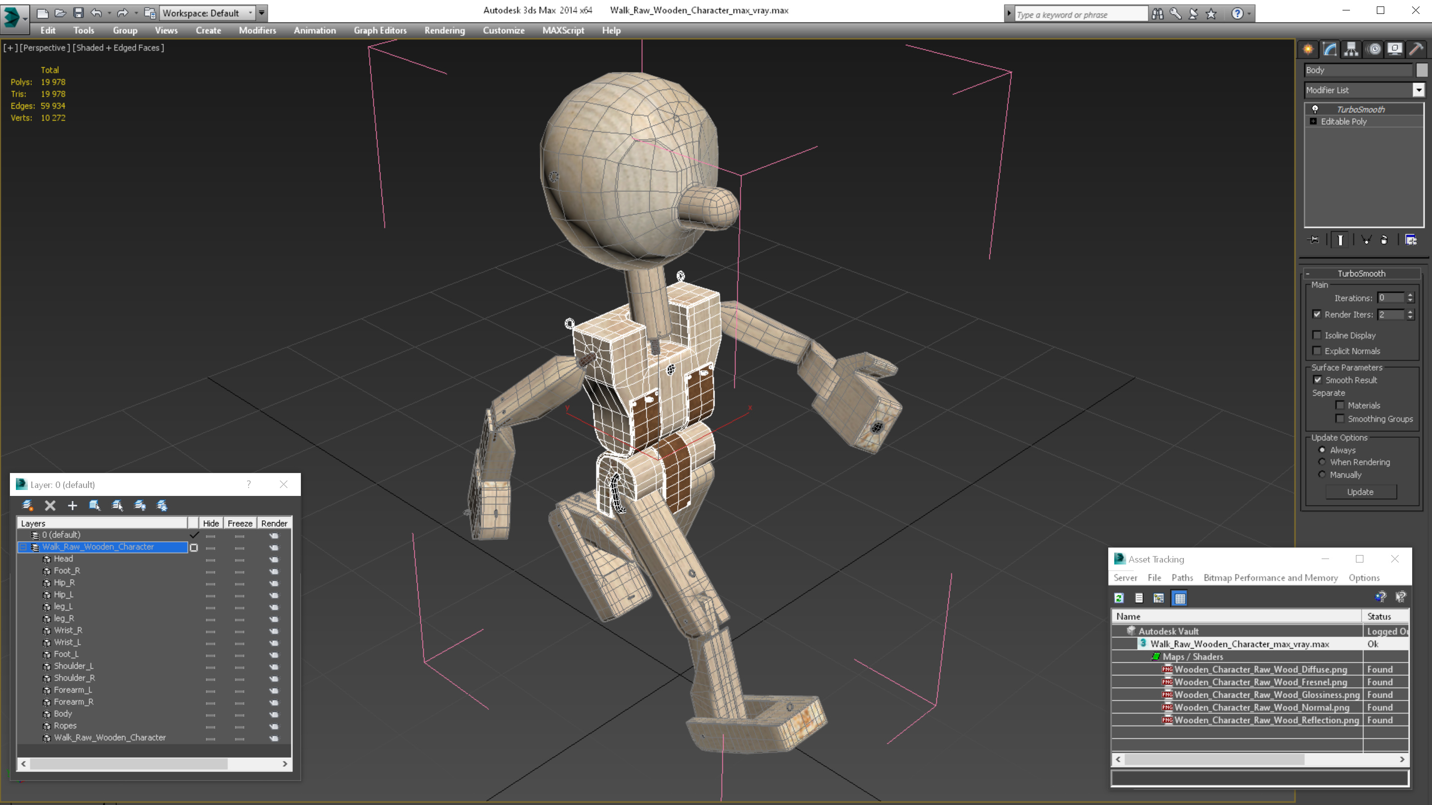 3D model Walk Raw Wooden Character