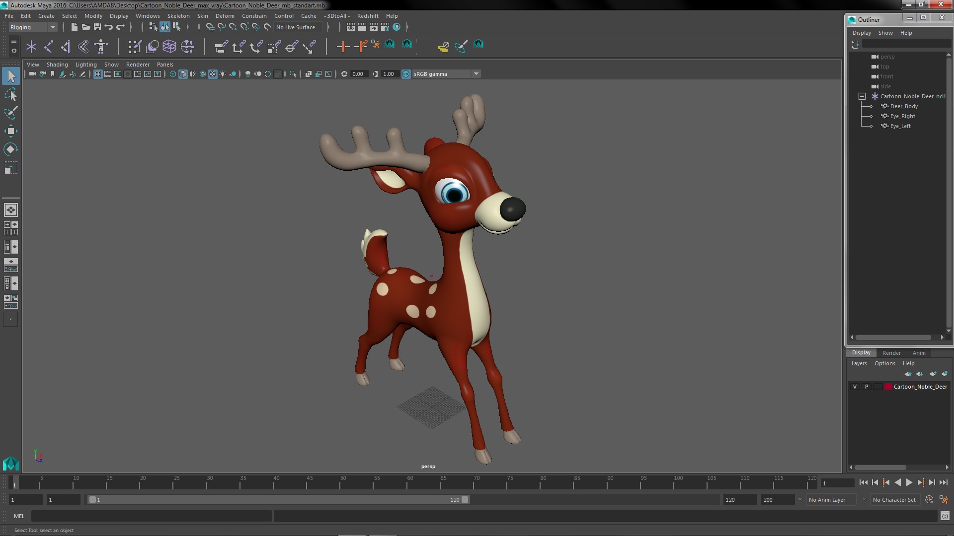 3D Cartoon Noble Deer model