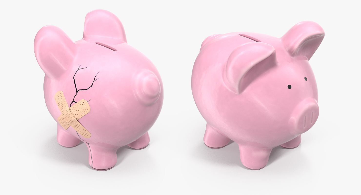 3D Cracked Piggy Bank model
