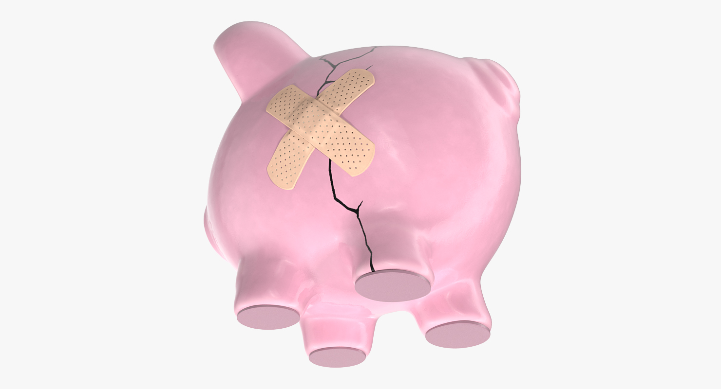 3D Cracked Piggy Bank model