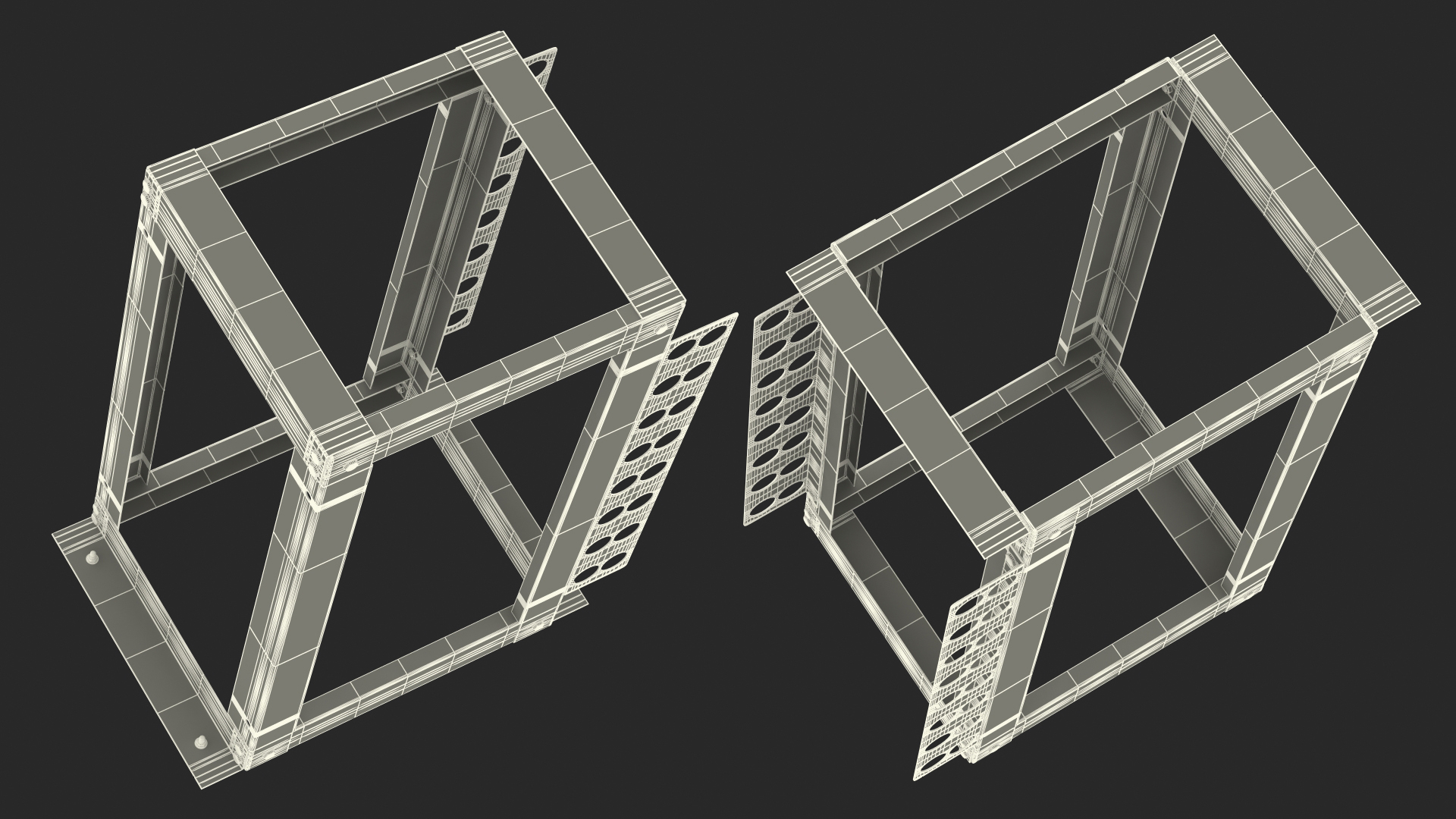 Open Frame Server Rack 24U Empty 3D