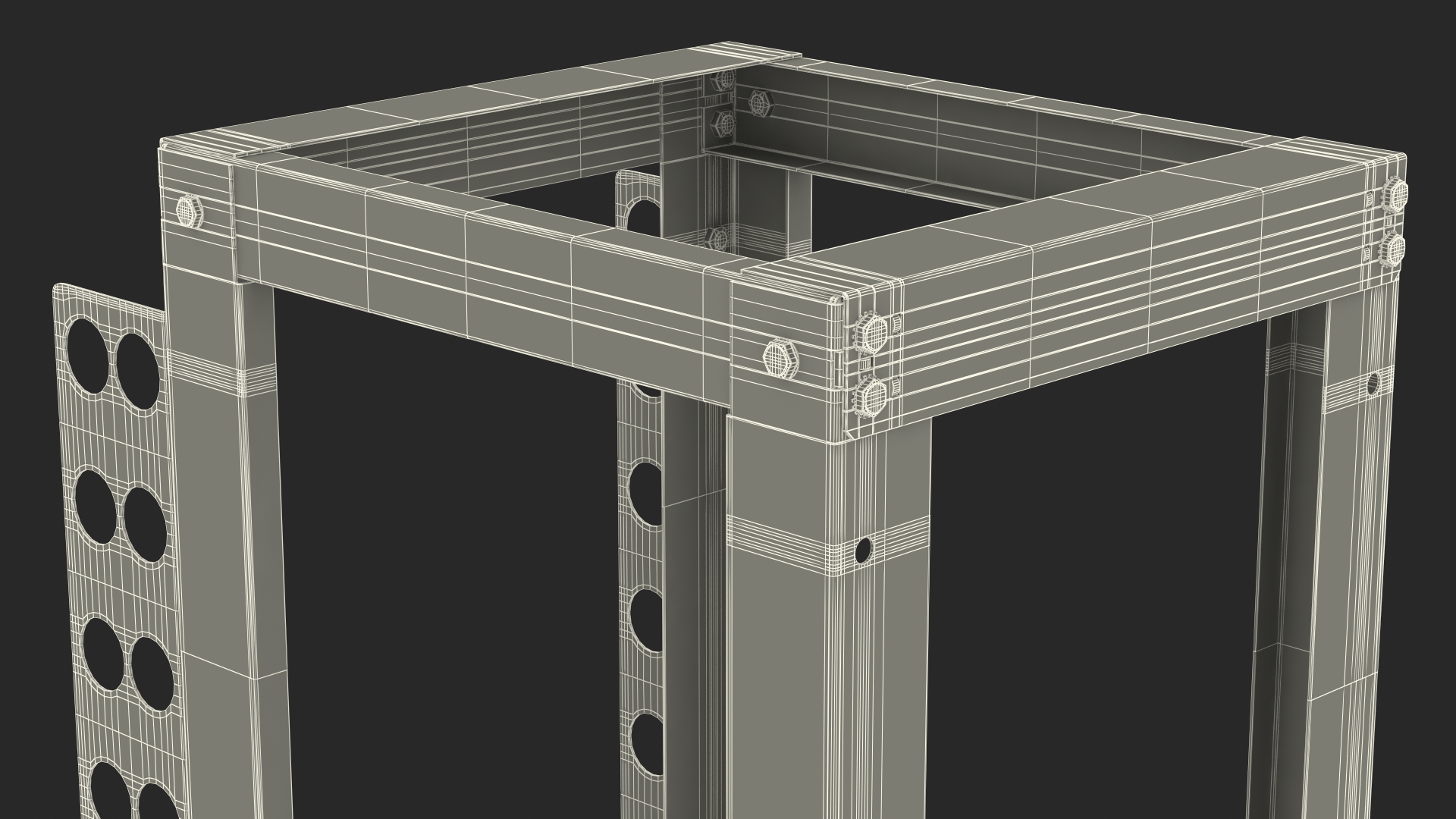 Open Frame Server Rack 24U Empty 3D