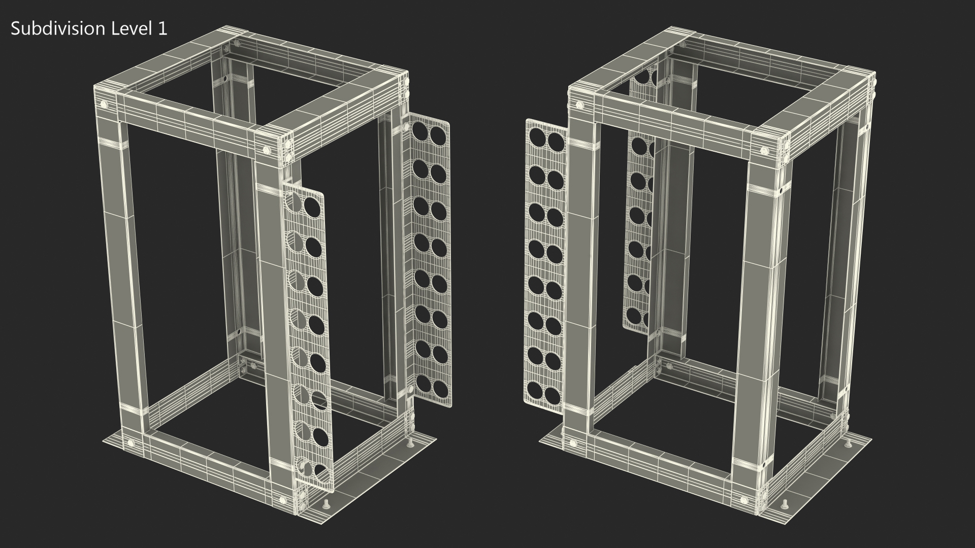 Open Frame Server Rack 24U Empty 3D