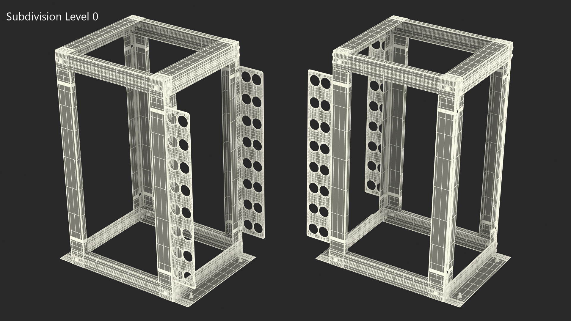 Open Frame Server Rack 24U Empty 3D