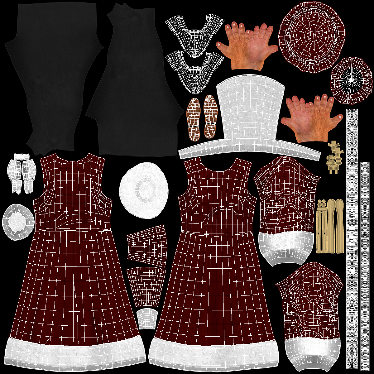 Mrs Claus Costume 3D