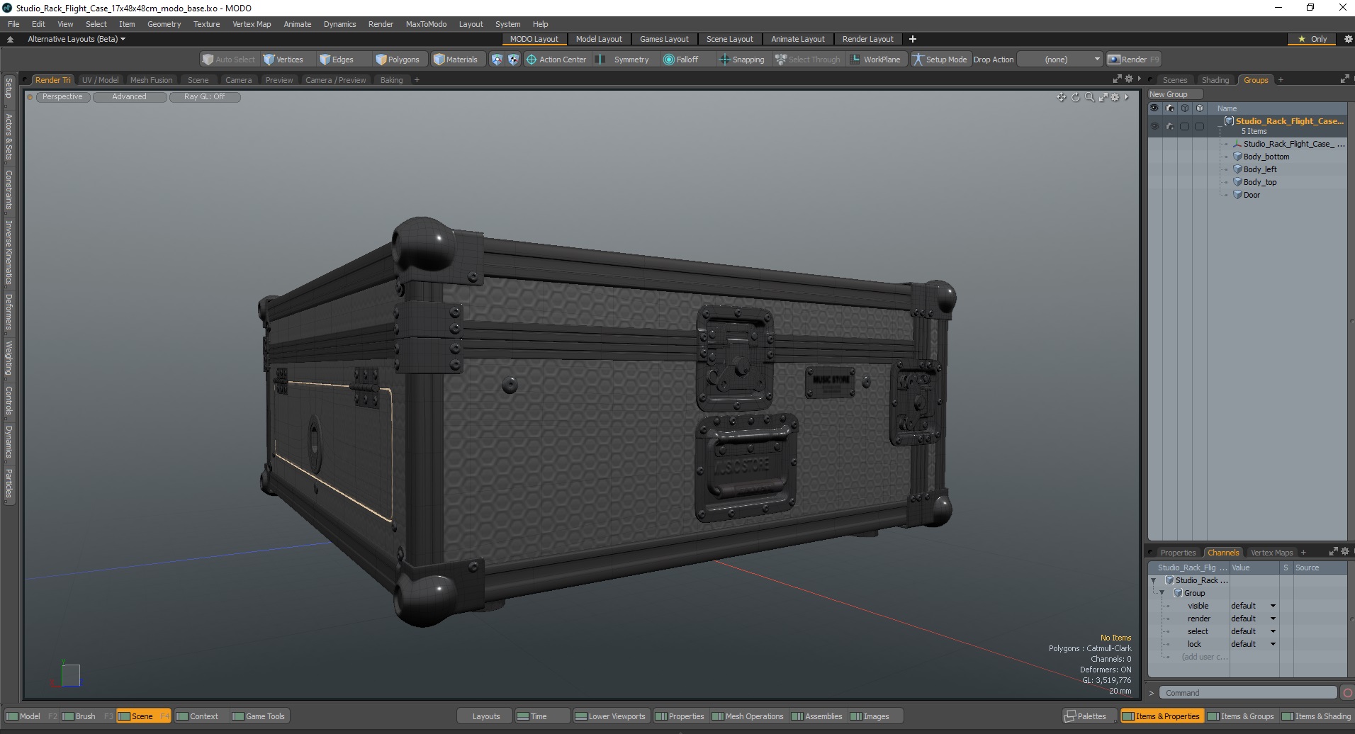 Studio Rack Flight Case 17x48x48cm 3D model