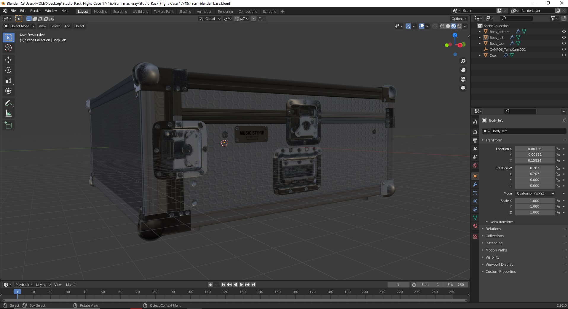 Studio Rack Flight Case 17x48x48cm 3D model