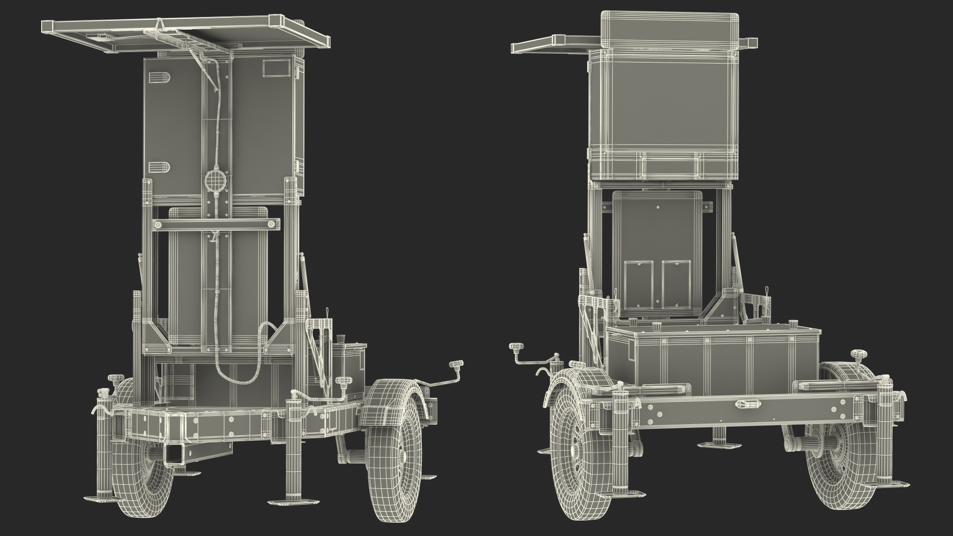 3D Mobile Trailer with Matrix Messaging Display Rigged