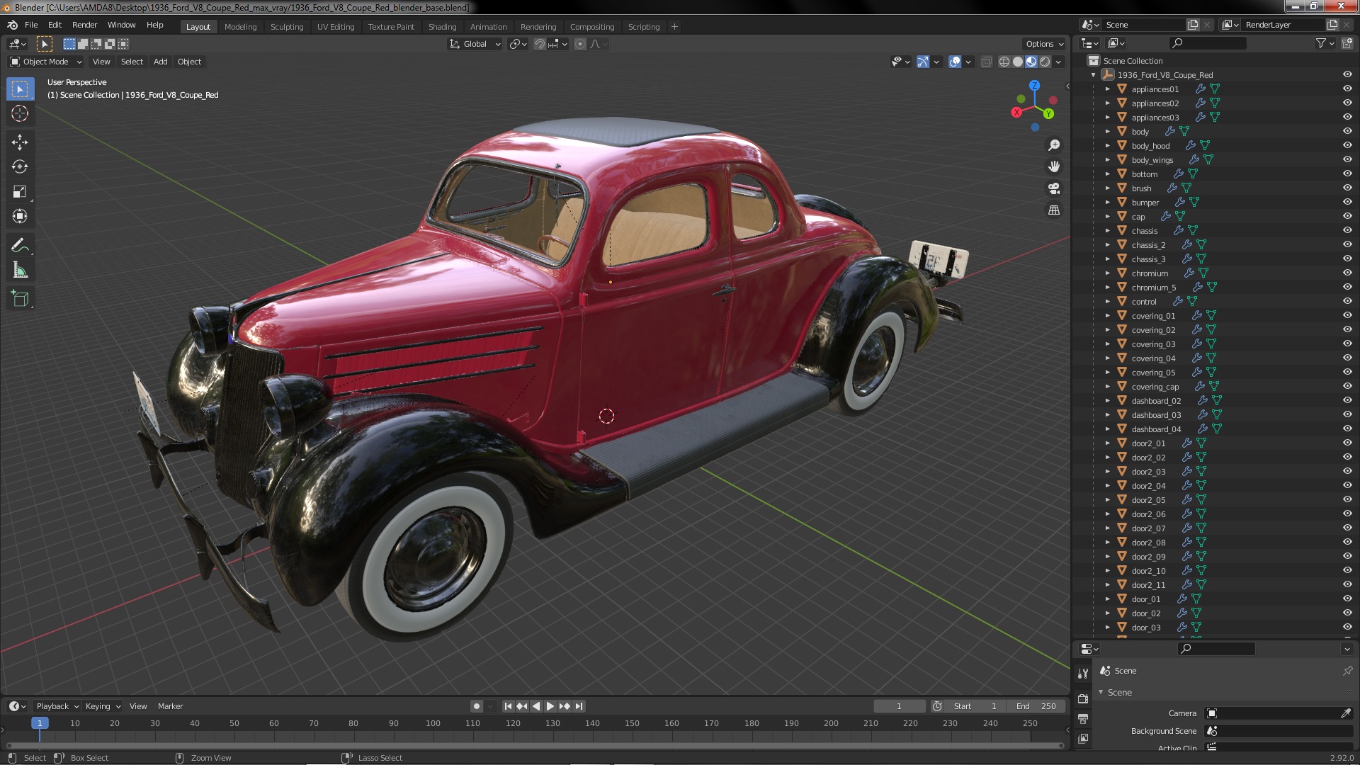 1936 Ford V8 Coupe Red 3D