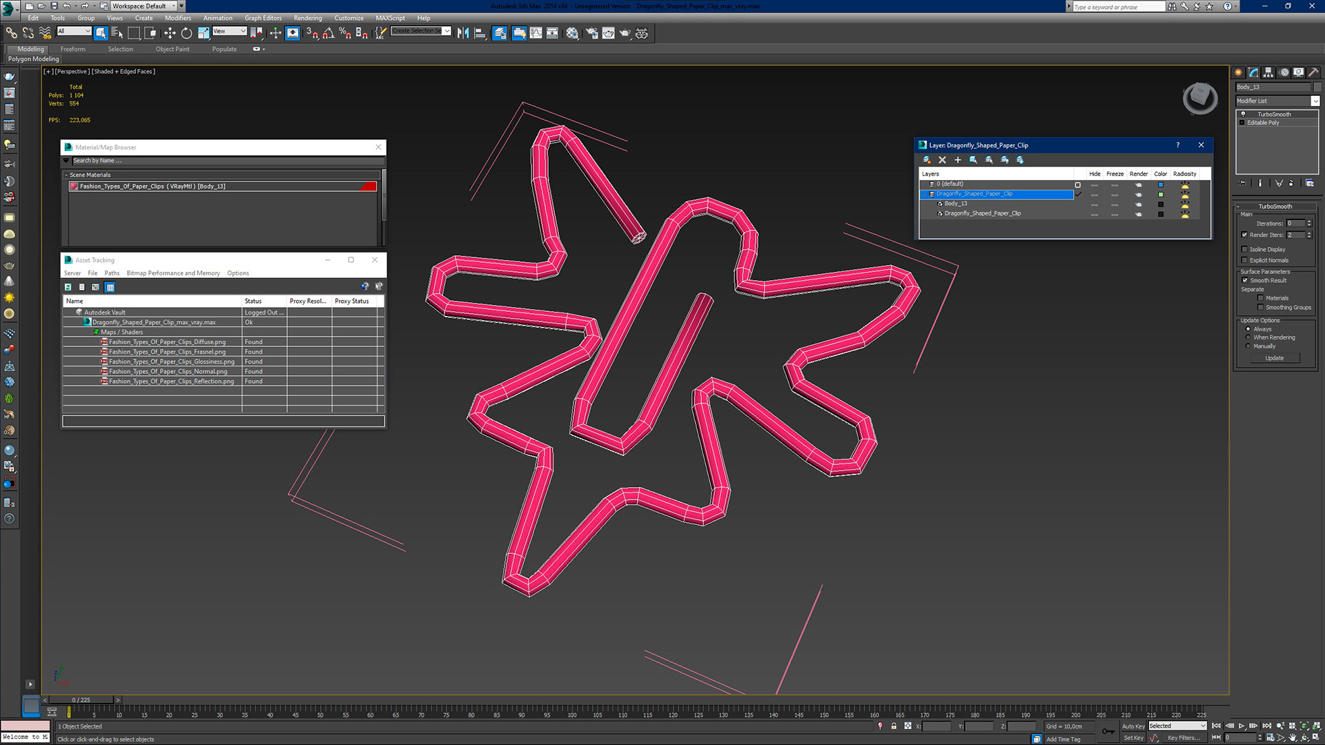 Dragonfly Shaped Paper Clip 3D