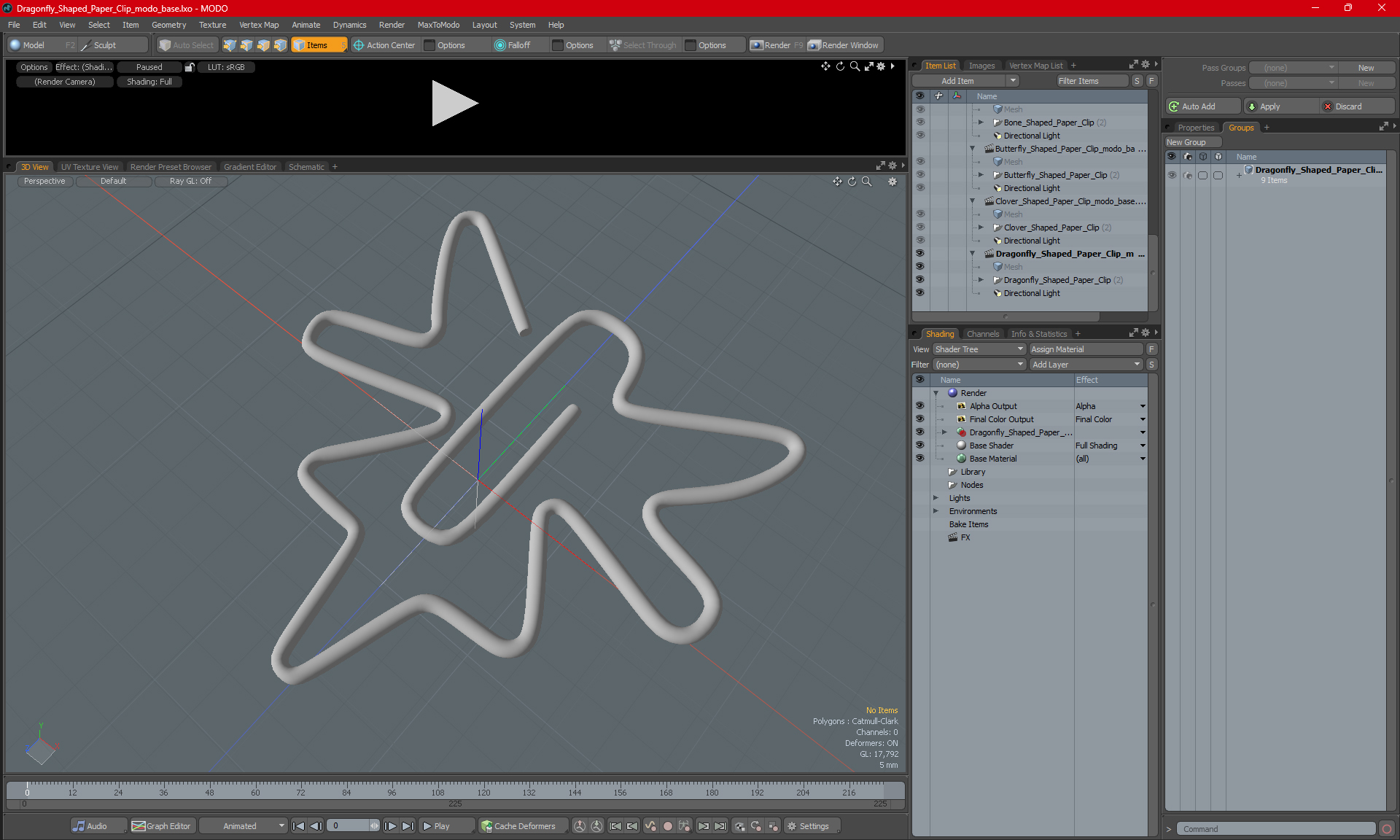 Dragonfly Shaped Paper Clip 3D