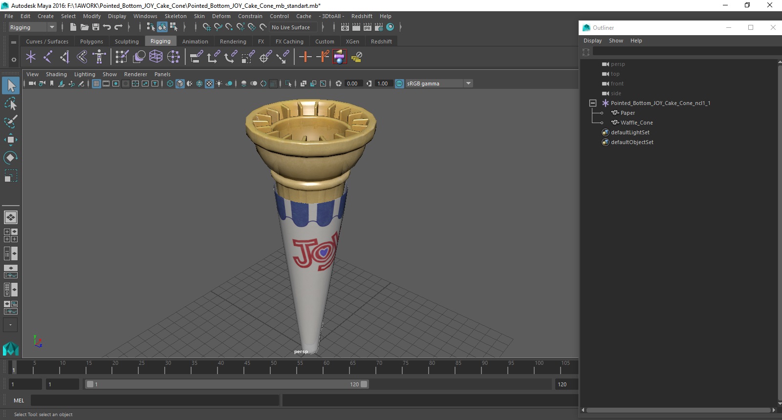 3D Pointed Bottom JOY Cake Cone model
