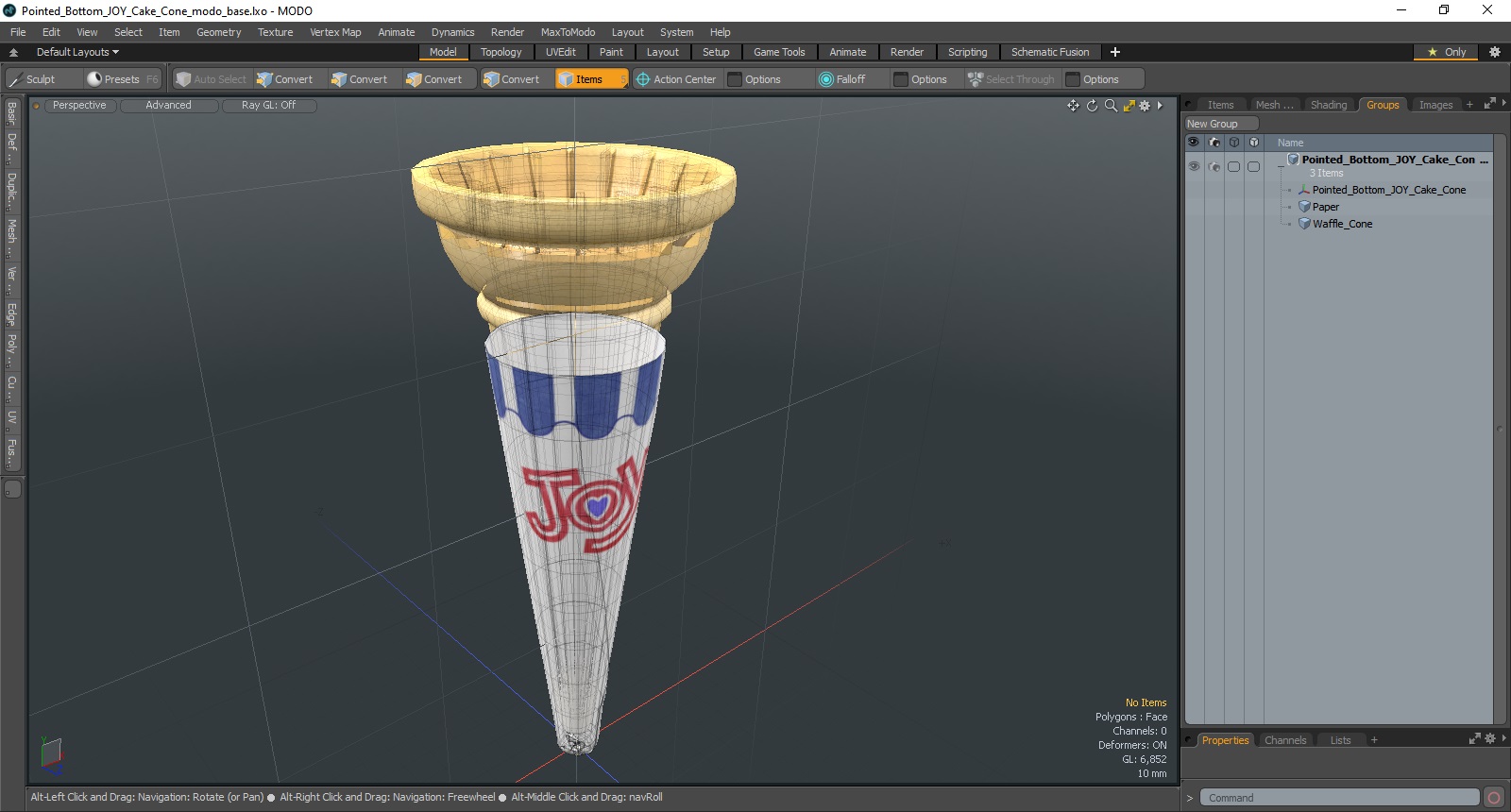 3D Pointed Bottom JOY Cake Cone model