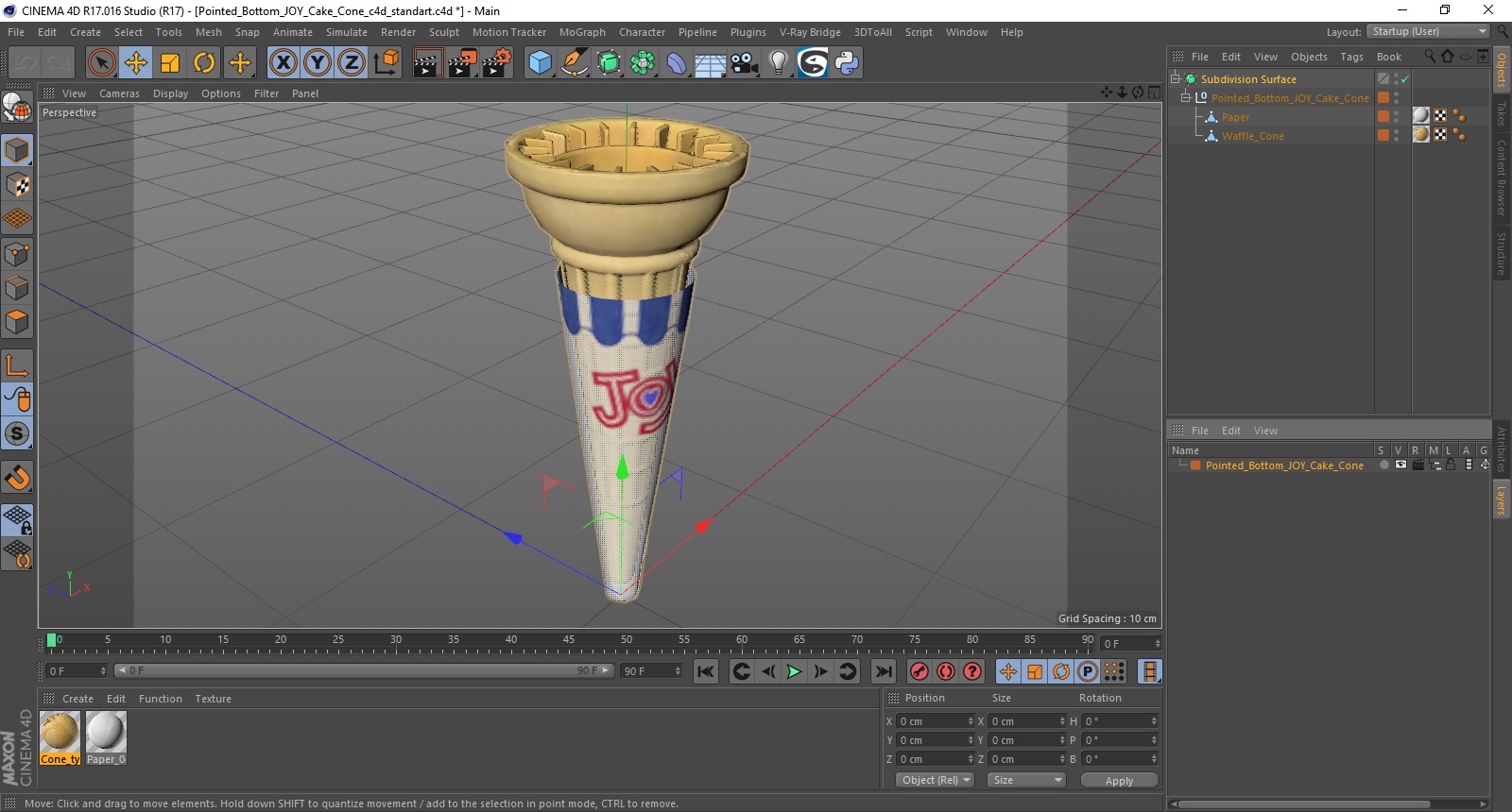 3D Pointed Bottom JOY Cake Cone model
