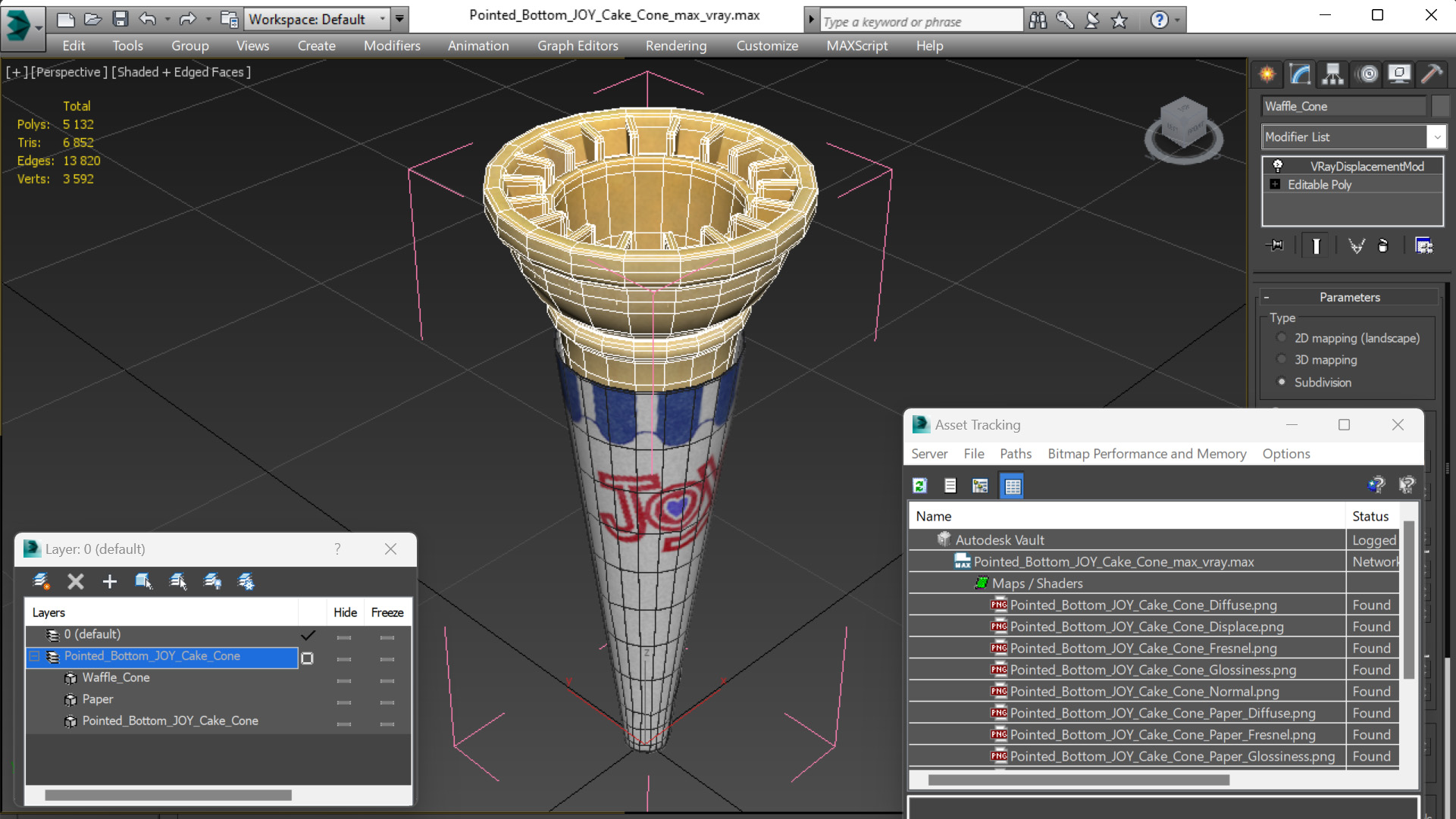 3D Pointed Bottom JOY Cake Cone model