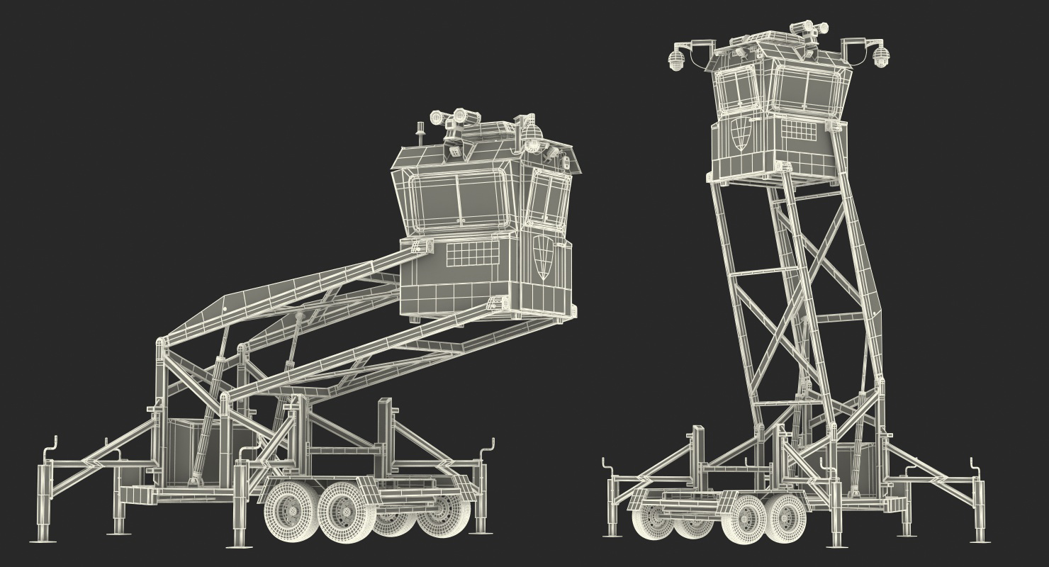 3D Flir SkyWatch Mobile Surveillance Tower Rigged