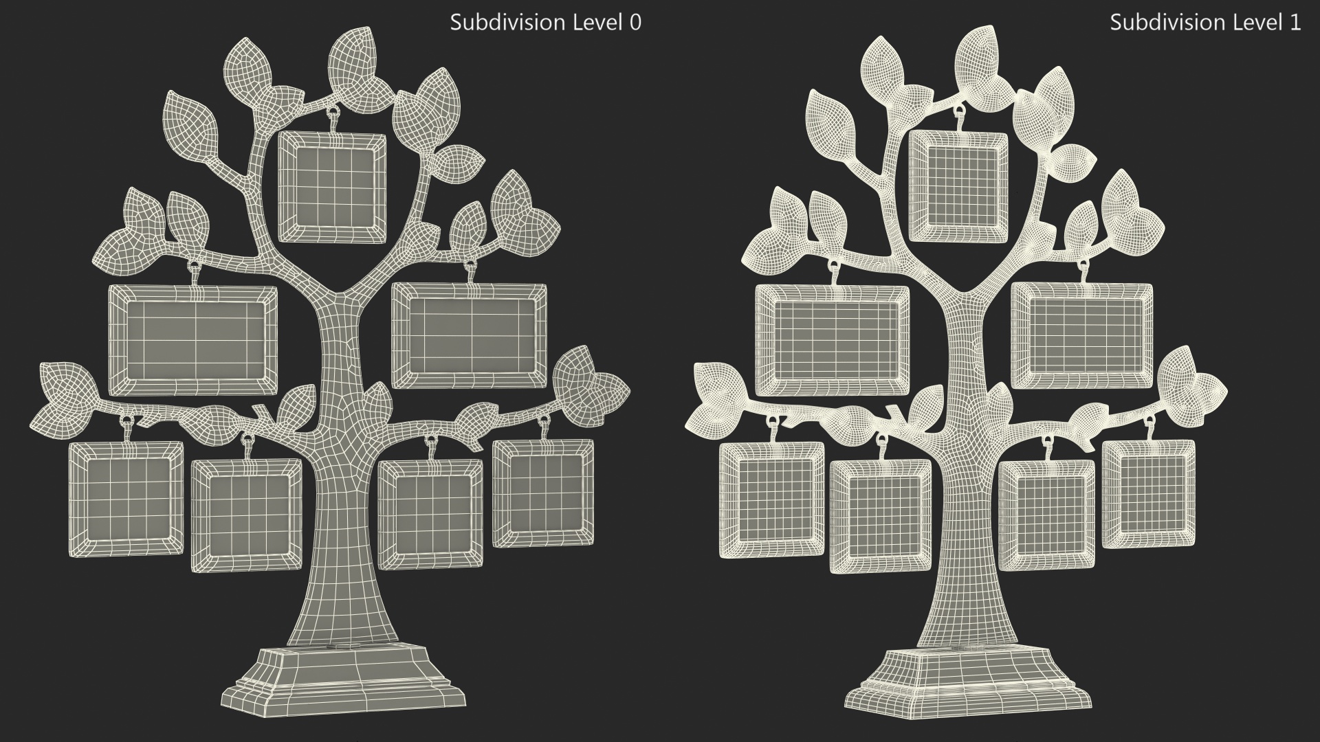 Gold Photo Frame with Black Family Tree 3D model
