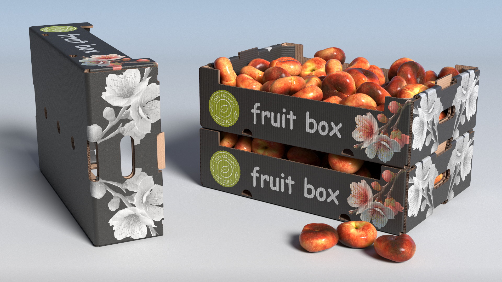 Organic Flat Peaches in Corrugated Box, view 2