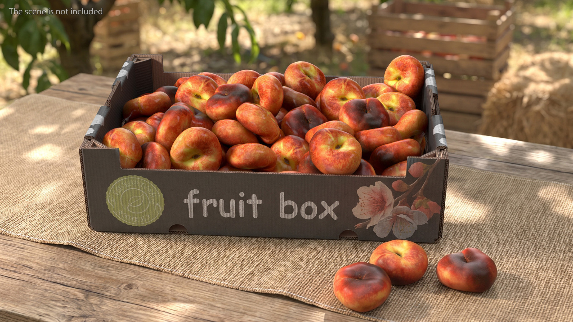 Organic Flat Peaches in Corrugated Box
