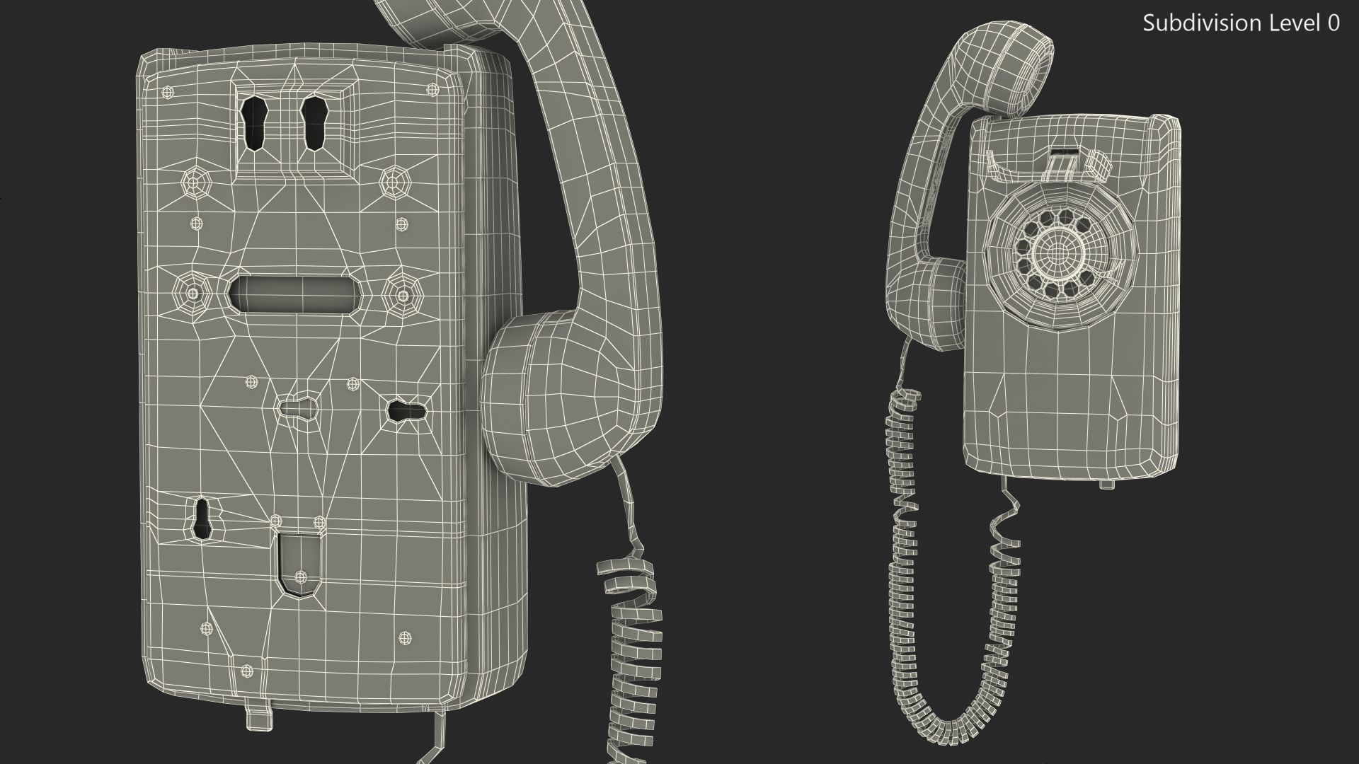 3D Vintage Corded Rotary Wall Phone Green model