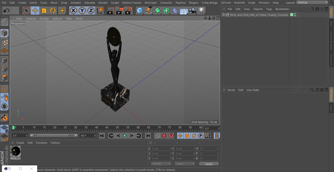 3D Rock and Roll Hall of Fame Trophy Crushed