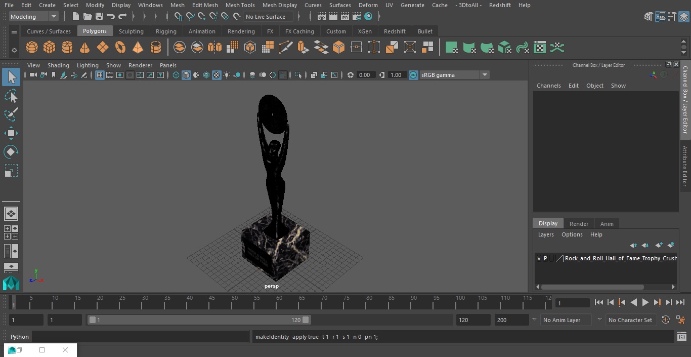 3D Rock and Roll Hall of Fame Trophy Crushed