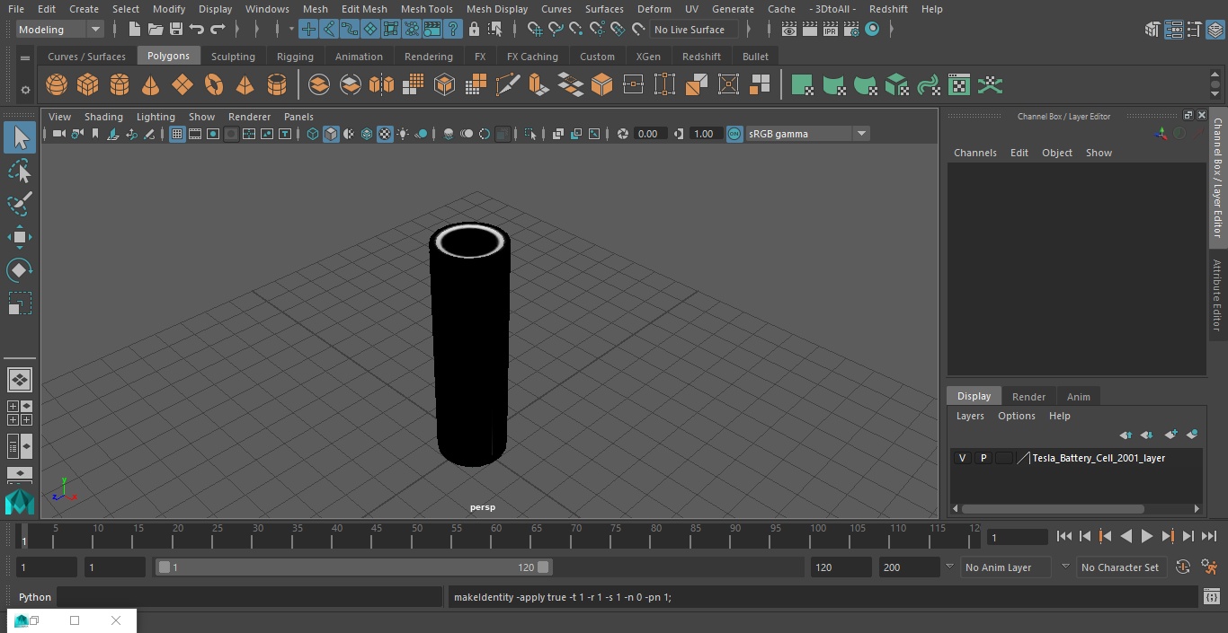 3D Tesla Battery Cell 2170 model