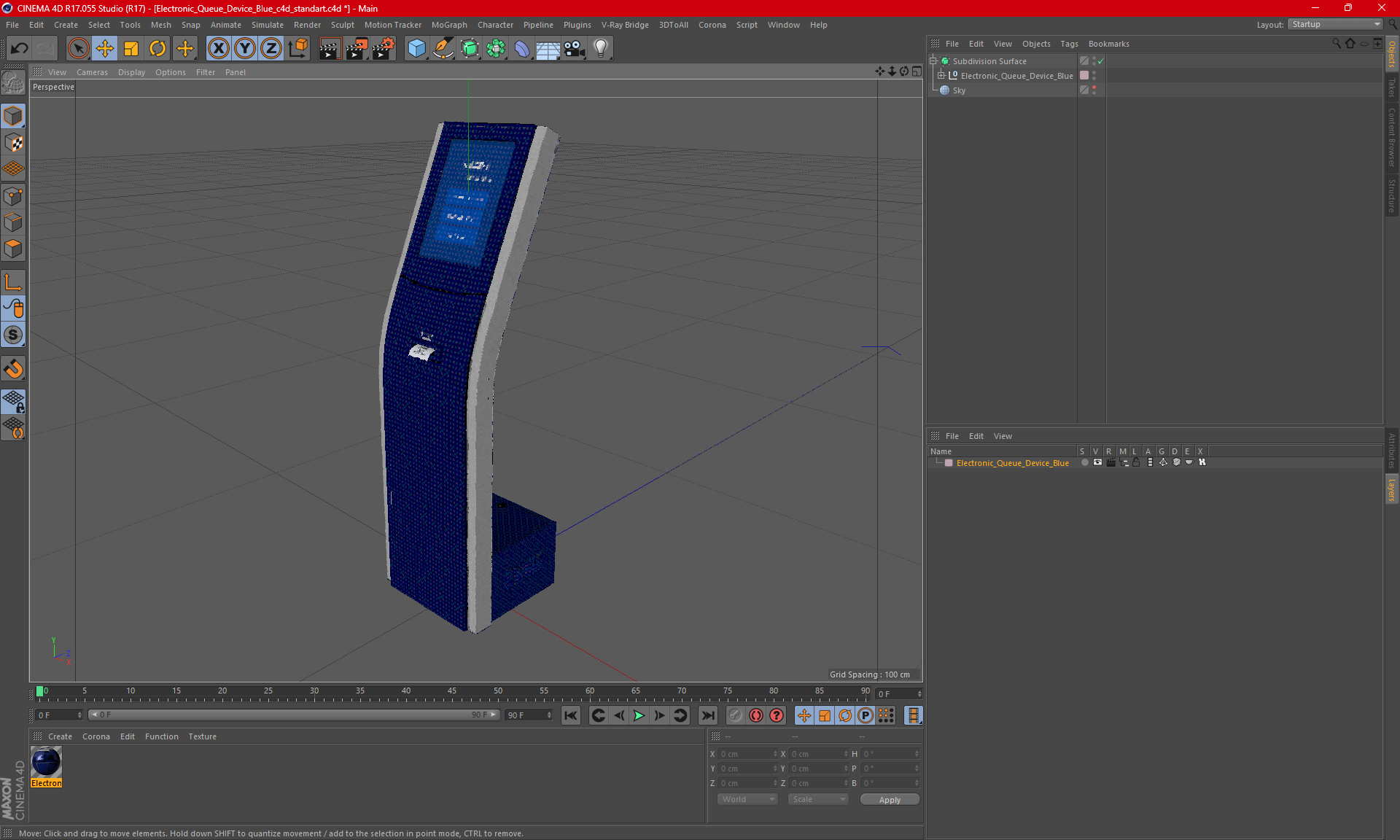 3D Electronic Queue Device Blue model