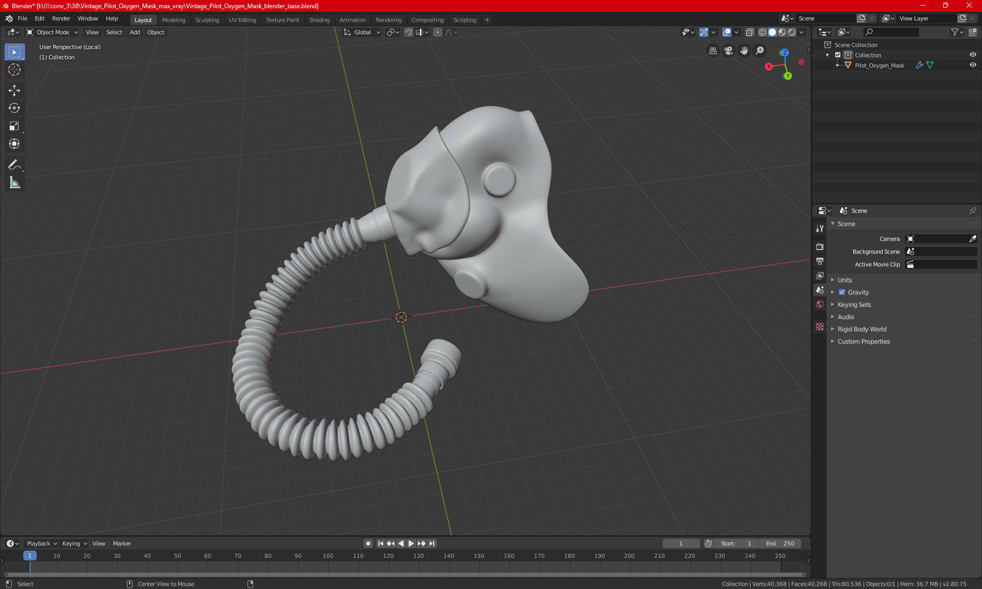 3D model Vintage Pilot Oxygen Mask