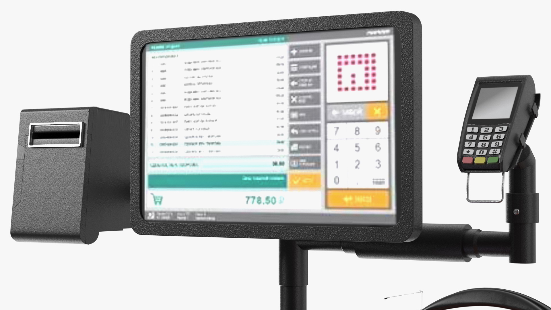3D Self Service Checkout System Black with Basket And Goods