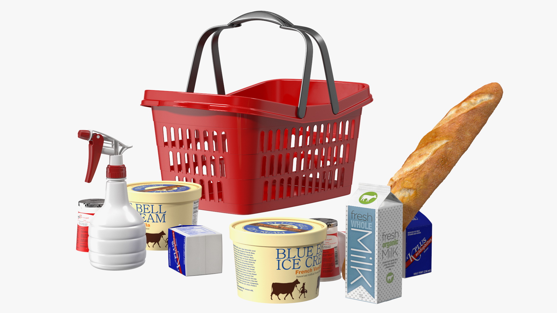 3D Self Service Checkout System Black with Basket And Goods