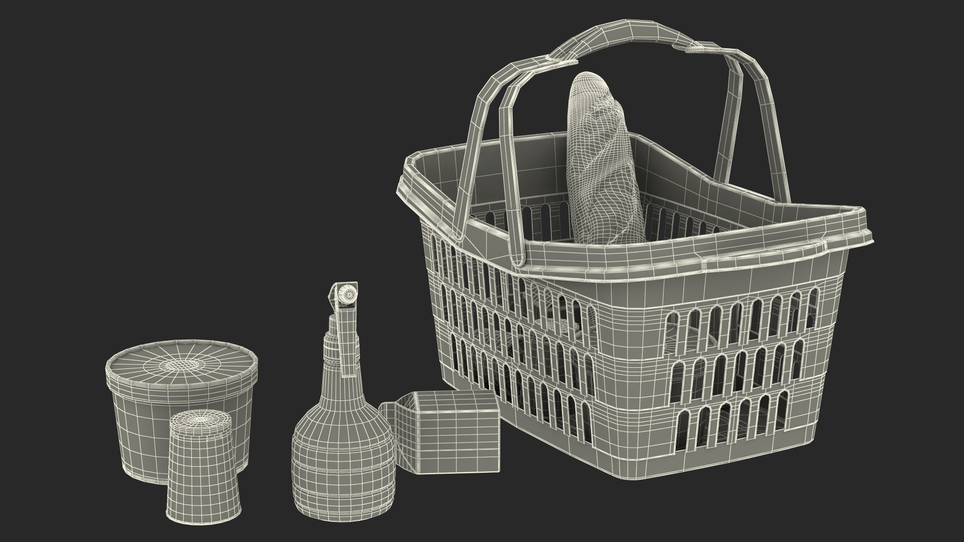 3D Self Service Checkout System Black with Basket And Goods