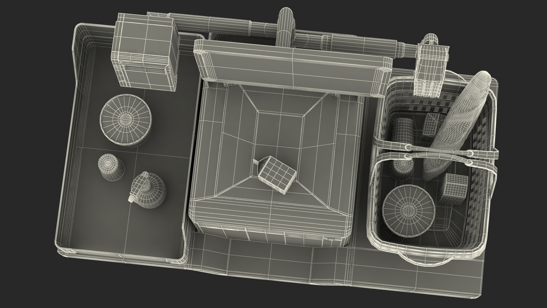 3D Self Service Checkout System Black with Basket And Goods
