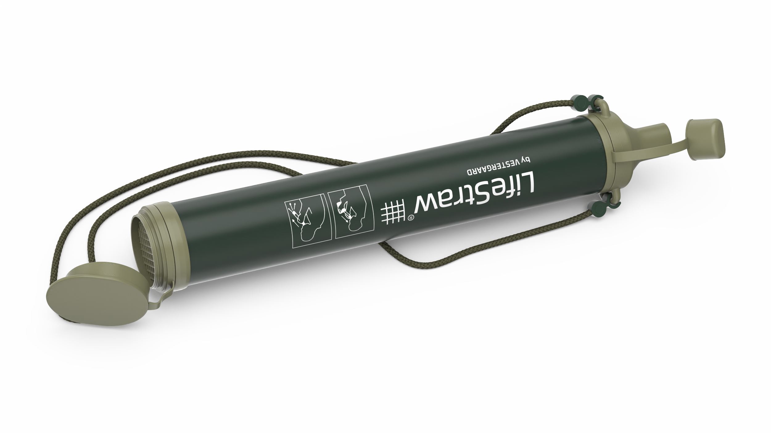 3D LifeStraw Water Filter Green Open model